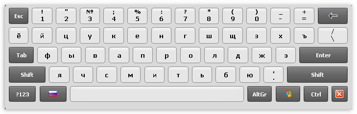Внешний вид экранной клавиатуры Hot Virtual Keyboard в операционной системе Windows XP